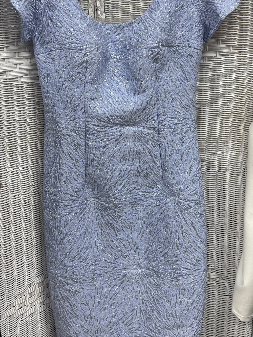 Light Blue Metallic Jacquard Pencil Dress